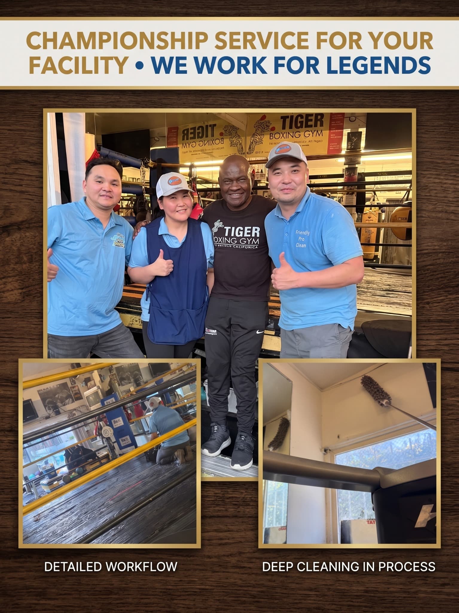 FriendlyProClean commercial cleaning team and detailed boxing gym cleaning in Los Angeles